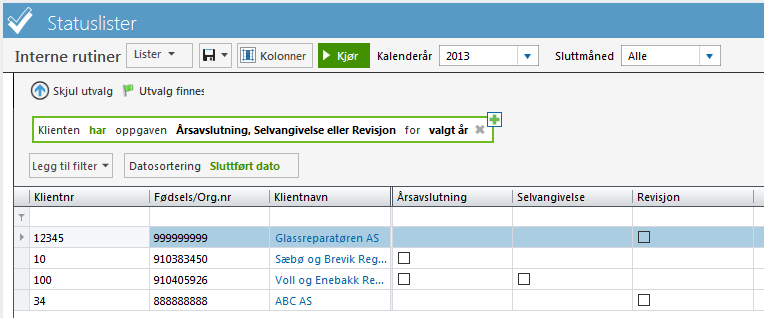 Du kan ikke fjerne enkelte kontrollpunkter fra en klients opplagte oppgaver. For å ha variable kontrollpunkter må du skape en ny oppgave med de kontrollpunkter som du vil ha. Det kan f.eks.