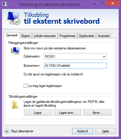 Remote Desktop Klient (PC / Mobile enheter) Du kan logge deg på med hvilken som helst enhet som har en Remote Desktop Klient installert.