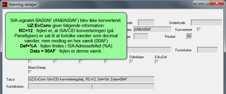 42 APPENDIKS Appendiks A - SIA/CID Konvertering (Fejlkoder) UZ: USIA/C betyder, at XY er en ukendt SIA Hændelsestype. E K S E M P E L UZ: 1 betyder, at Zone 1 er ukendt.