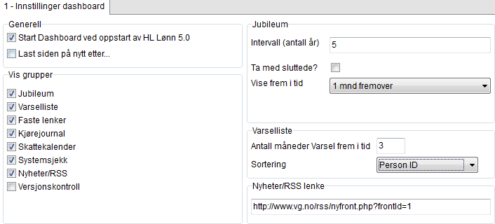 Hvis du ønsker å skjule oppgavelisten klikker du. For å vise oppgavelisten velger du menyen Vindu Oppgaveliste. Dashboard Dashboard er et oppstartsbilde i Huldt & Lillevik Lønn 5.