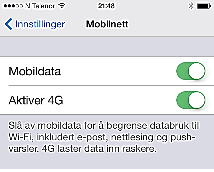 Mobilen må være aktivert for MMS og mobildata hos din teleleverandør Teleleverandøren leverer