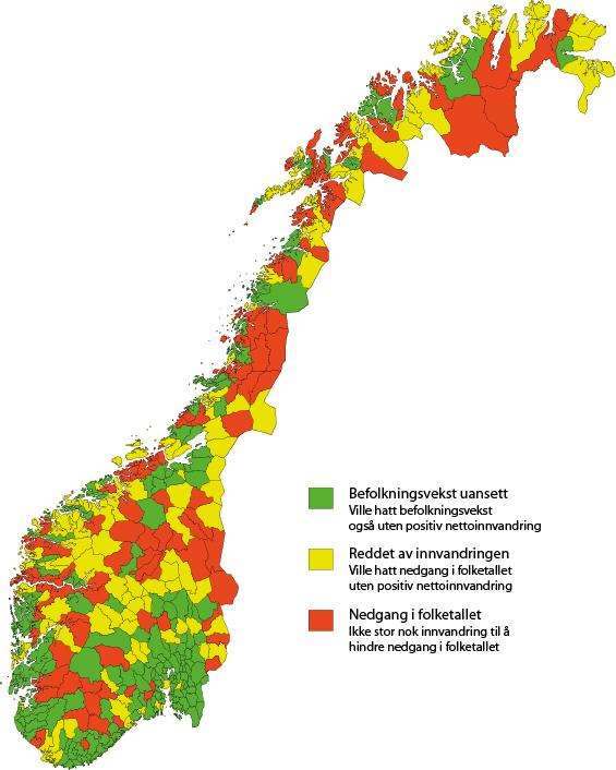 Sentraliseringen Stadig sentralisering, men likevel befolkningsvekst i