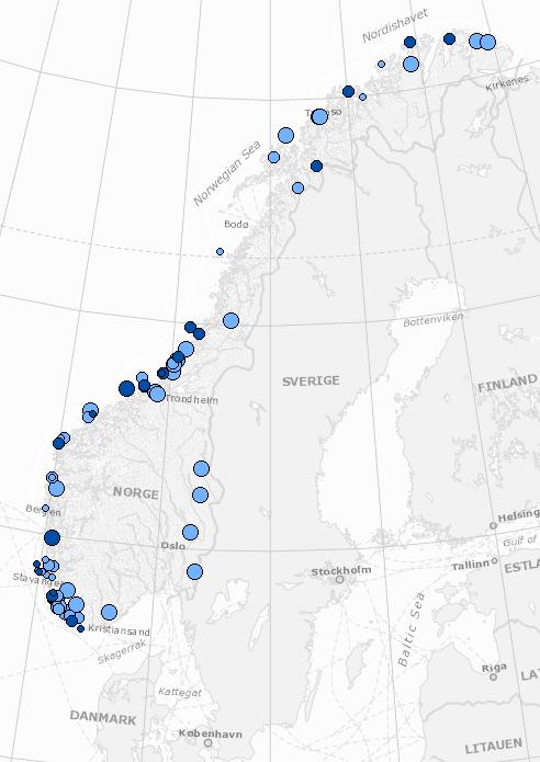 Vindkraft i Norge (2014) Utbygd 901MW 26 parker Leverer ca 2TWh/år Tilsvarer 100 000 husstander Konsesjon gitt 86