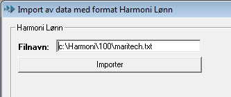 Import fra Harmoni Lønn Det er et eget menyvalg for import av lønnsbilag fra Harmoni Lønn. Integrasjonen må først settes opp ved å gå på menyvalget Kartotek, Andre kartotek, Integrasjon.