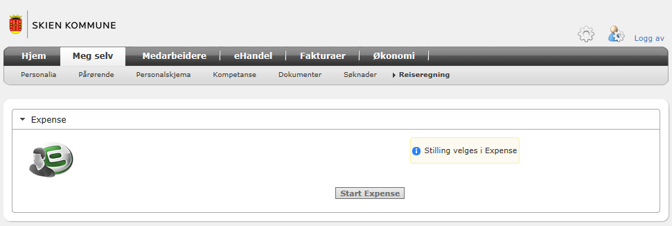 INNLOGGING Alle medarbeidere i Skien kommune som er registrert i lønnssystemet har tilgang til Expense.