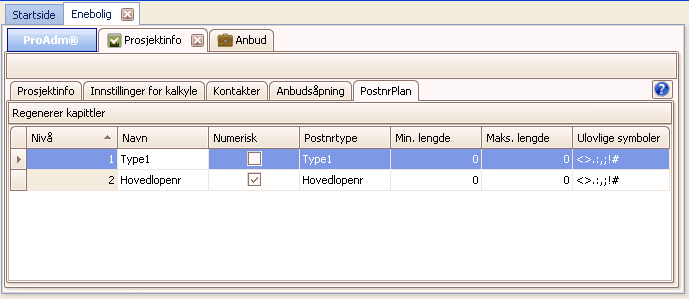 71 8.5 Prosjektinfo 71 PostnrPlan Har du importert en fil i NS3459 format (XML) så vil oppbygningen av kontoplan (postnrplan) vises her. Ovenstående bilde er bare et eksempel på en slik plan.
