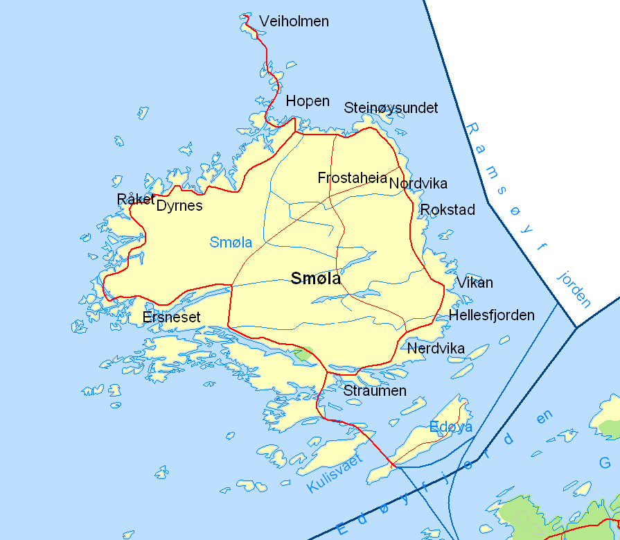 Figur 0-1 Kart over Smøla kommune [6]. 2.