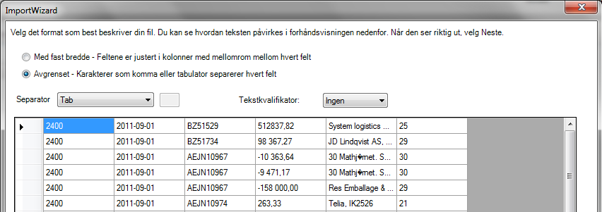 AMA vil foreslå Encoding, men du kan selv velge en annen Encoding hvis den AMA foreslår er feil. Klikk Neste for å gå videre.