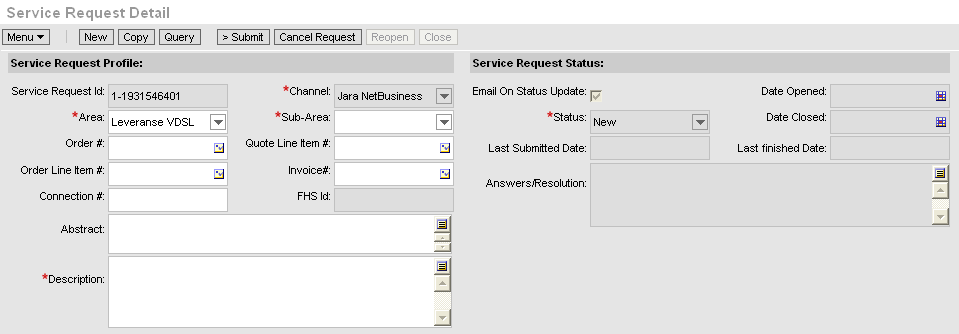 Jara VDSL Service Request 2/3 Den nye verdien