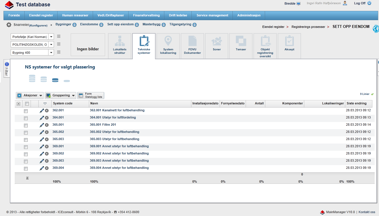 BIM Process for setting up the facility structure Registrate building/documentation Attribute information will be imported from the BIM model or created in