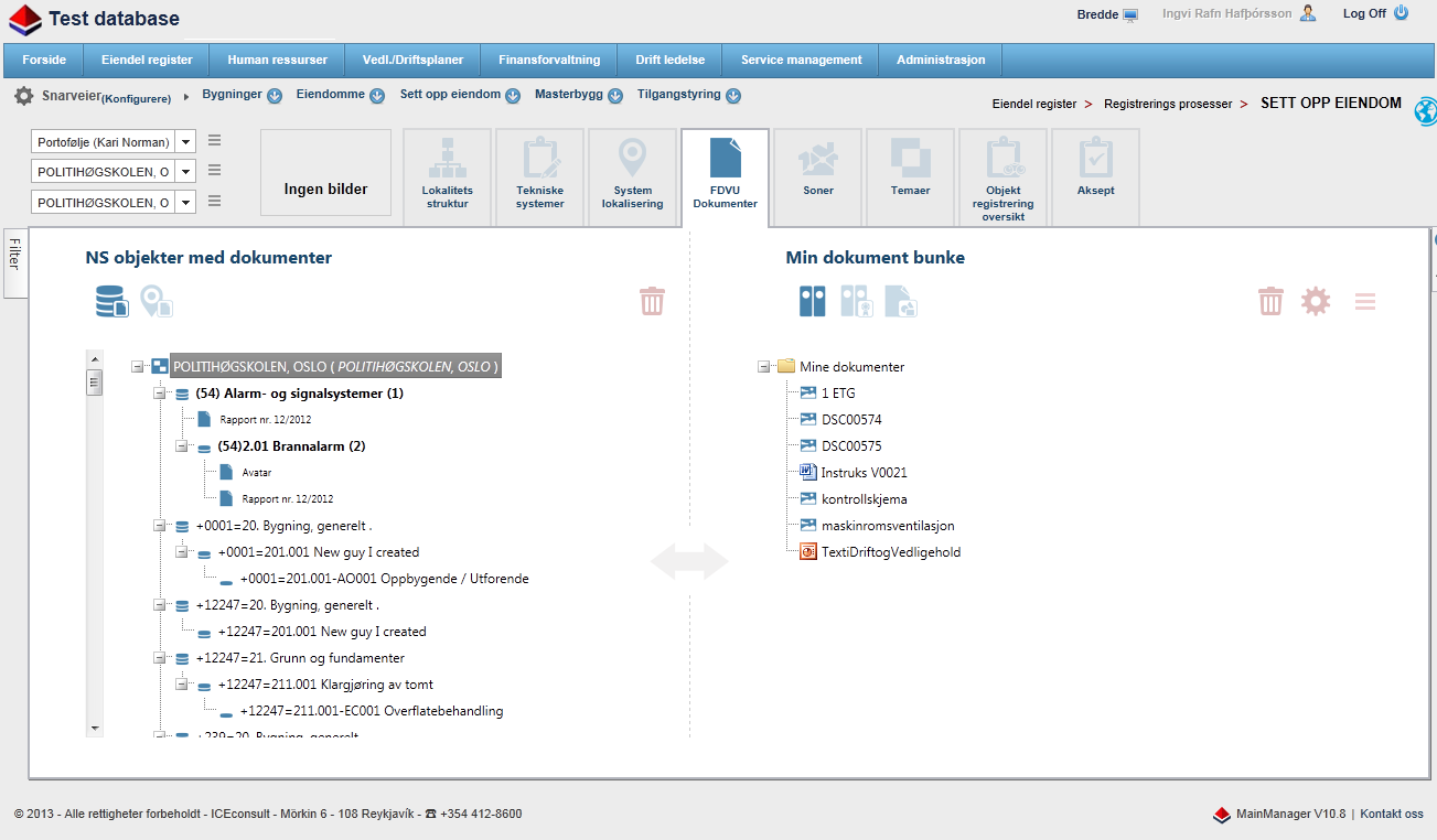 Process for setting up the facility structure Registrate building/documentation In MainManager one