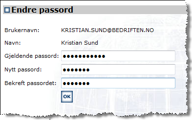 Passord Passordet bør endres med jevne mellomrom, se Figur L. Det er viktig å velge passord som ikke kan identifiseres med brukeren.