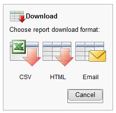 Laste ned rapporter til din pc Du kan laste ned alle rapporter og velge ulike format. For eksempel kan du laste ned rapporten til et excel-ark Under «Actions» finner du «Download».
