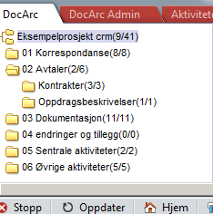 3.4 VISNING AV LAGREDE DOKUMENTER 3.4.1 Åpne et dokument eller en mail i en mappe Dobbeltklikk på dokumentet. 3.4.2 Visning av antall dokumenter i mappestrukturen Bak navnet på de forskjellige mappene finner du to tall i parentes.