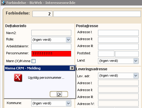 CATSx Test av CATSx mot personnummer Start opp Visma CRM. Velg Forbindelser fra Hotbar på venstreside. Trykk Enter i det gule søkefeltet for å starte registrering av en ny deltaker.