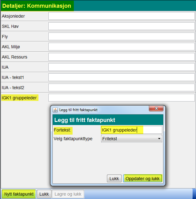 Utfylling av fakta - Kommunikasjon NORSK