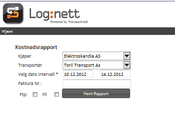 Kostnadsrapport Når pris på sendinger er kontrollert og satt som endelig, kan en ta ut en statistikk fra eget menypunkt.