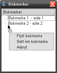 For å gjøre det lettere å navigere i et pdf-dokument med mange sider kan du sette inn bokmerker. De fungerer som linker i en kapitteloversikt, og som du klikker på for å åpne siden med bokmerket.