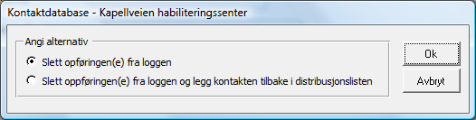 Utsendingslogger Som beskrevet tidligere vil alle utsendinger bli registrert i en utsendingslogg (med mindre det er spesielt angitt at de ikke skal loggføres).