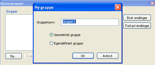 Støtte for brukere av skanning 251 4. Klikk Ny. Dialogboksen Ny gruppe vises: Communicator foreslår et standard gruppenavn. 5. Vil du spare tid, godtar du standardnavnet, Gruppe 1.