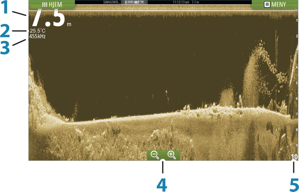 10 DownScan DownScan gir detaljerte bilder av strukturen rett under båten, ned til 92 meter (300 fot).