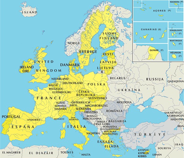 EU/EØS Over 450 millioner mennesker 28 EU-land pluss EFTA-landene Norge, Island og Liechtenstein samt Sveits Utvidelse 1.