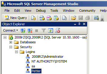Tilgang fra lokalnett Start SQL Server Configuration Manager. Kontroller at TCP/IP er enabled og at SQL Server Browser er startet. Åpne i brannmur eller slå den av.