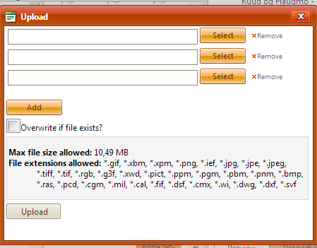 Last opp et nytt bilde her Du kan laste opp flere bilder i samme operasjon Merk at bildene ikke må være lagret med navn som har æ, ø og å i seg.