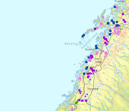 disse konsesjonene på vassdragsnivå. Det er i alt 28 vassdrag i Nordland som er omtalt og prioritert. 6 av vassdragene har fått høyest prioritet (Kart 3 og Tabell 9). Kart 3.