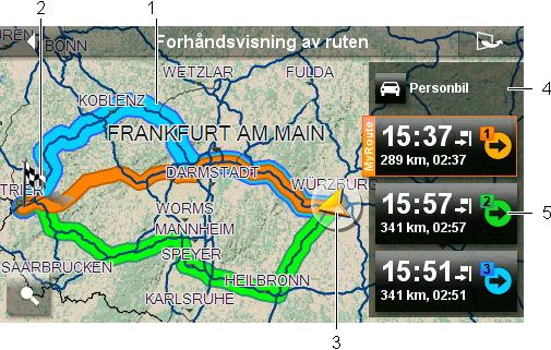 Lagre posisjon: Åpner vinduet NAVN PÅ DESTINASJON. Der kan du lagre din nåværende posisjon under et bestemt navn i listen FAVORITTER. GPS-status: Åpner vinduet GPS-STATUS.