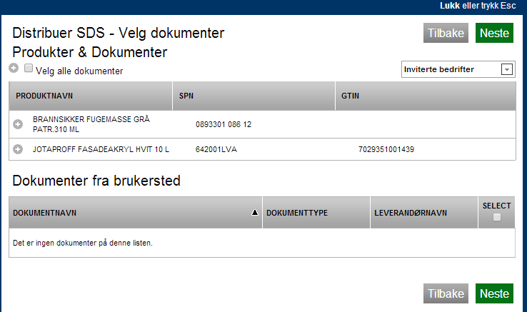 Skriv ut Sikkerhetsdatablad/stoffkartotek (SDS) - 2 I dette bildet kan du velge om du