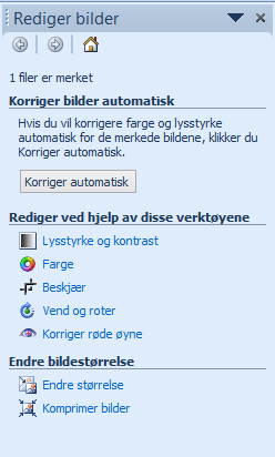 For nyhetssaker på forsiden skal bildene være 2:1, dvs. dobbelt så brede som høye. Sett kursoren/pilen på de svarte strekene og skyv bildet mindre.