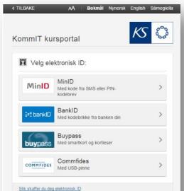 Brukerveiledning KS-Læring 2 4. Velg innloggingsløsning Til høyre vises innloggingsvalgene du får for tilgang til KS Læring.