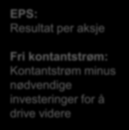 Pass på at det er sammenheng mellom resultat (EPS) og kontantstrøm (FCF) Sterk kontantstrøm Rolling