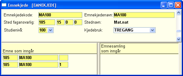 9. Emnekjeder Det finnes to typer emnekjede i FS, ekvivalens og treganger. Ekvivalens opprettes når et antall emner anses for å være ekvivalente.