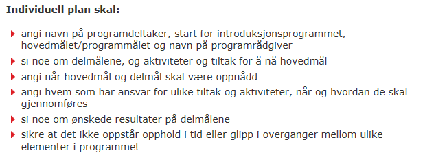 5 Introduksjonsprogrammet Varer i to år Norsk, samfunnskunnskap og forberedelse til yrkesliv Lage plan over