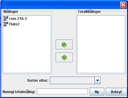 Totalmål Totalmål legger sammen alle typer mål fra flere PDF tegninger i prosjektet. Det finnes to måter å lage Totalmål på. Under Avansert i menyen finner du Totalmål.