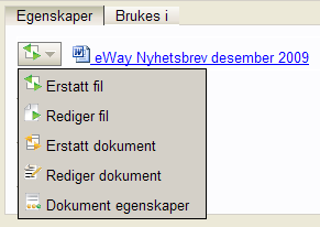 De samme funksjonene gjelder også dokumenter som legges ved nyheter.