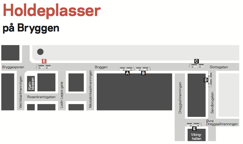 Linje 4 og 320 stoppar ved busstopp A i Christies gate (ved Festplassen).