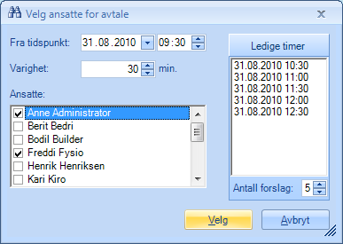 Planlegger Det er lagt inn varsel ved forsøk på dobbeltbooking. Det gjelder både for pasient og behandler/ansatt. Dette gjelder både når avtalen opprettes i planlegger og fra bedriftsaktiviteter.