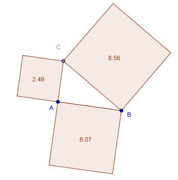 Geometri Pytagoras (av Bjørn Ove Thue) - bruke formlikhet og Pytagoras setning i beregning av ukjente størrelser - Bruk verktøyet Linjestykke mellom to punkter, og tegn opp linjestykket AB omtrent