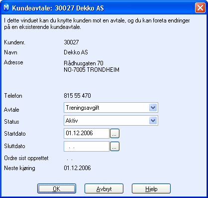 MAMUT ENTERPRISE ABONNEMENTSFAKTURERING Ved å klikke på knappen Vis avtale vil du kunne se detaljer om avtalen men ikke kunne redigere informasjon i avtalen.