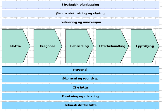Fig 4: Eksempel på hovedprosesskart for virksomheten Sykehus, ref. nivå 1.