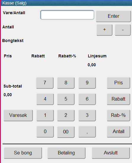 Page 12 of 17 CS - Mobile som kassepunkt Denne funksjonen er tiltenkt å bruke som et ekstra kassepunkt, f.eks. ved eksternt salg, salg fra torgbod osv. Velg Kasse salg i hovedmenyen.