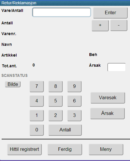 Page 9 of 17 Vareretur til leverandør Hvordan registrere en retur. Velg Retur i hovedmenyen.