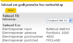 Navnet til den respektive saksbehandler hentes fra det navnet som registreres på brukeren av Administrator i selskapet. Ny søknad.