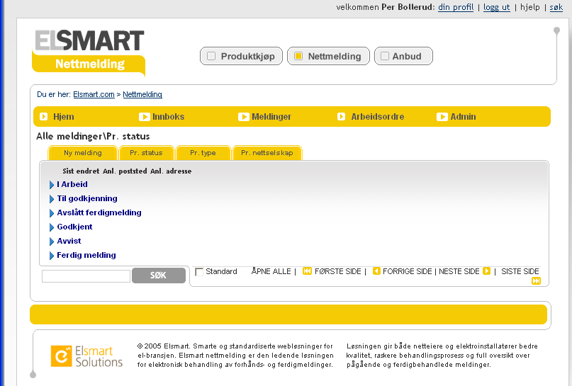 1. Innlogging Innlogging skjer via www.elsmart.com eller via nettselskapets nettsider. 2. Åpningsbilde Åpningsbilde Dette er standard åpningsbilde når en har logget inn i Elsmart.