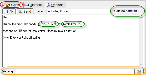 6.1.2 Flettefelt/automatikk En brevmal vil normalt sett bestå av det vi i Extensor kaller flettefelt. Dvs.