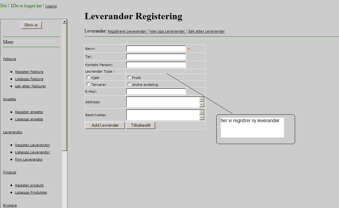 4.3 Oppdatere ansatt: Her får vi oppdatere data om en ansatt ved å klikke på Update.