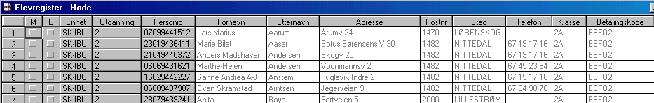 Nå har man registrert en betalingskode for alle elever som går i Klasse 2A. Registrere regningsmottaker Hver elev må ha en regningsmottaker for å kunne faktureres.